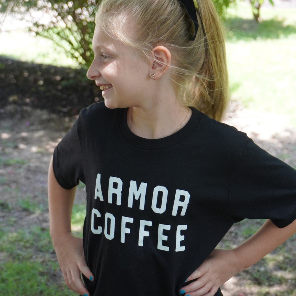 Kids Armor Black Block Text T-Shirt